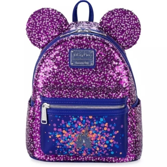 Loungefly Handbags - Fantasyland Castle Sequin - Purple & Silver Loungefly